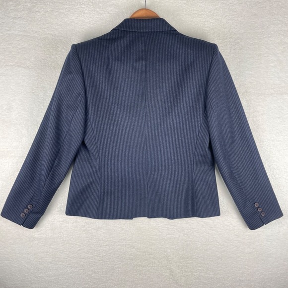 VTG Jones New York Sz 12 Blazer Jacket Pinstripe 100% Wool 80s 90s Shoulderpads - Picture 5 of 16